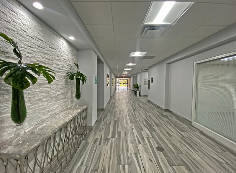 Lobby with plants