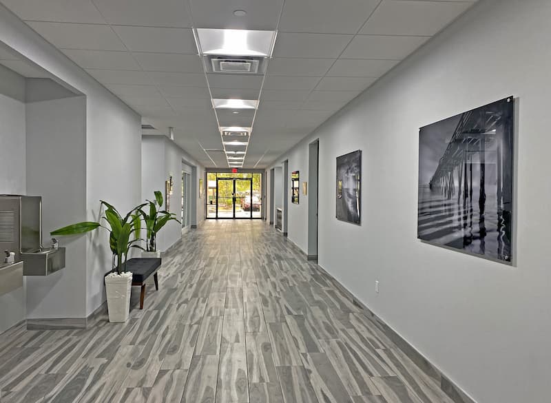 Lobby with water fountain